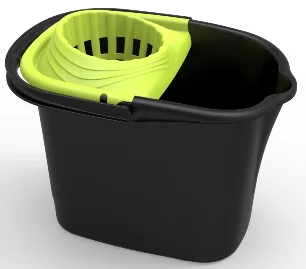 Cubo rectangular  Eco negro c/escurridor 16L